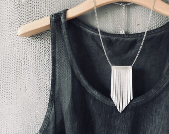 Necklace fringe leather Pearl INKA