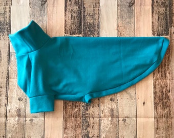 Turquoise greyhound pajamas, lurcher pjs, made to measure blue greyhound fleece, blue dog coat, greyhound coat, whippet pajamas, dog pyjamas
