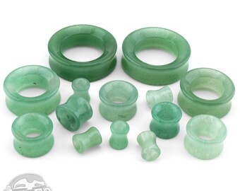 Aventurine Ear Tunnels Plugs - Double Flared (0G - 1 & 1/2" Inch) - NEW!