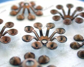 Raw Brass Flower Rhinestone Settings, Vintage Style Brass Jewelry Findings Supplies, Made in America USA, Hair Craft Supplies STA-347