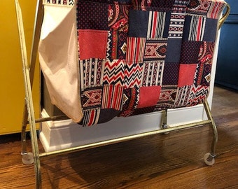 Vintage Laundry Hamper-Rolling Laundry Cart-Portable Storage-Collapsible-All-Purpose Cart