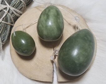 3 Sizes - Green Jade Crystal Yoni Eggs - Jade Yoni Egg Set - Choose Your Size