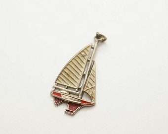 SALE Vintage Enamel/Metal Sailboat Charm