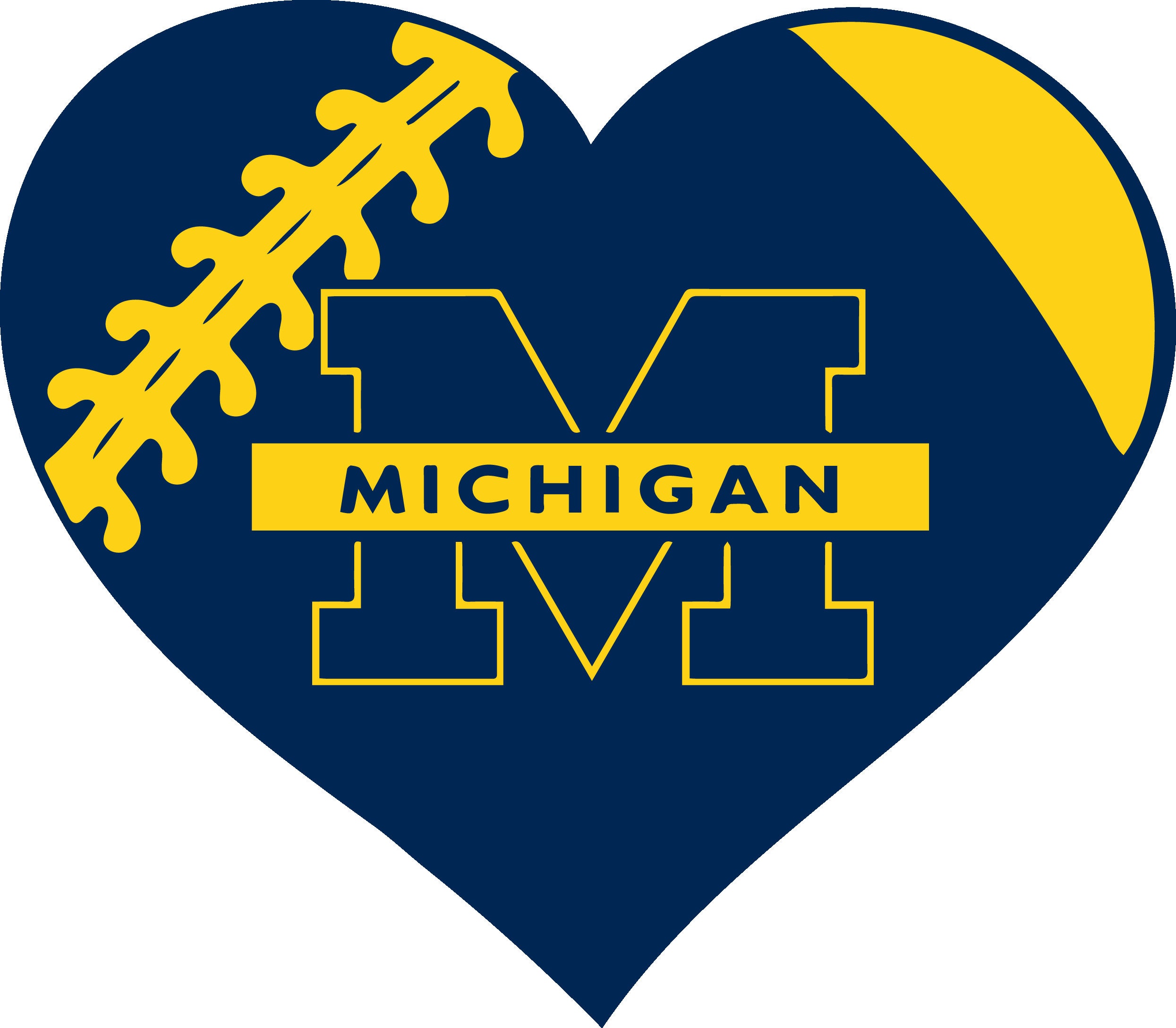 Download 30% off Michigan Wolverines Football Heart Monogram file decal