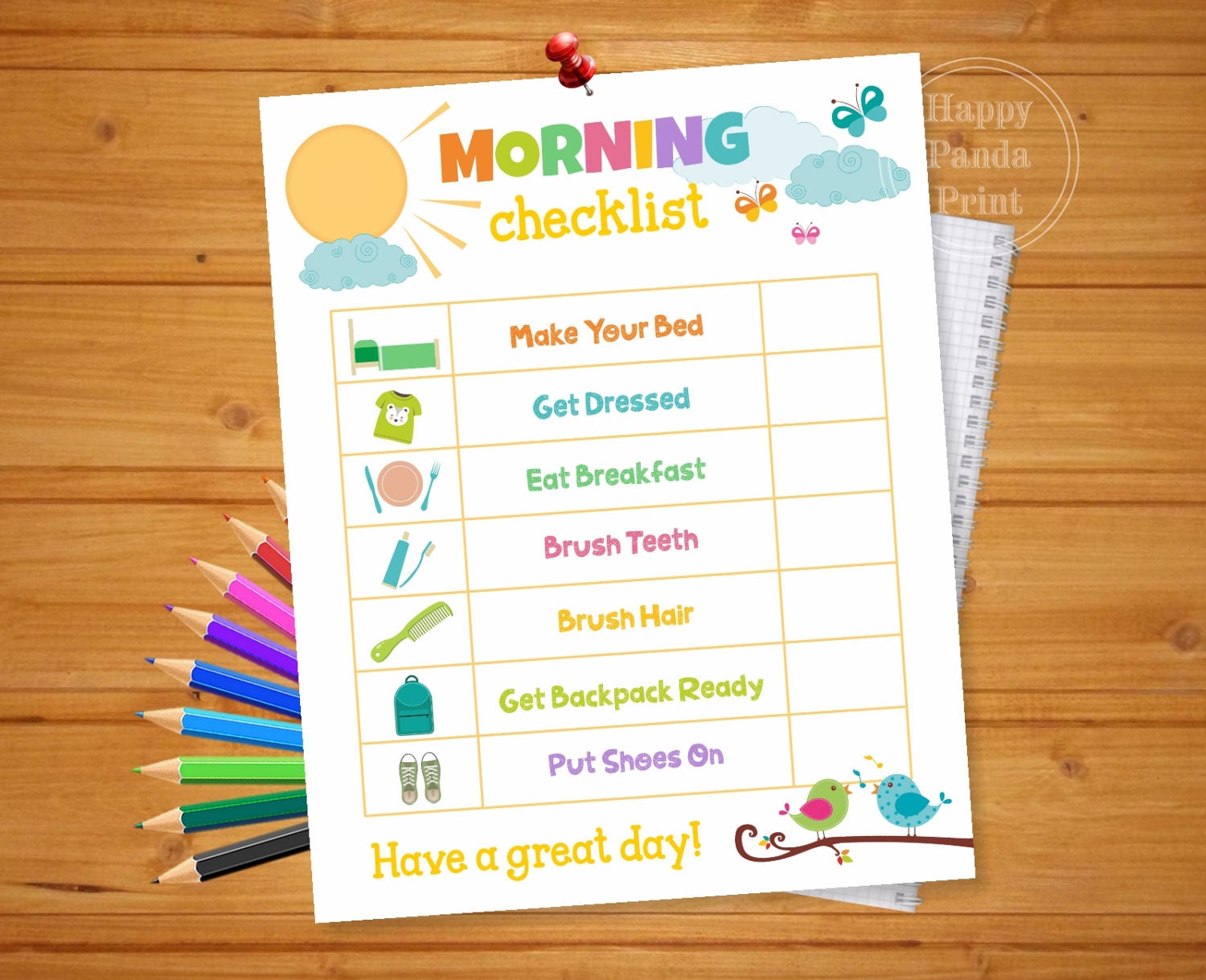 MORNING CHECKLIST Printable Morning Routine Checklist Morning