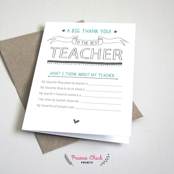 the best teacher card thank you card fill in the blank