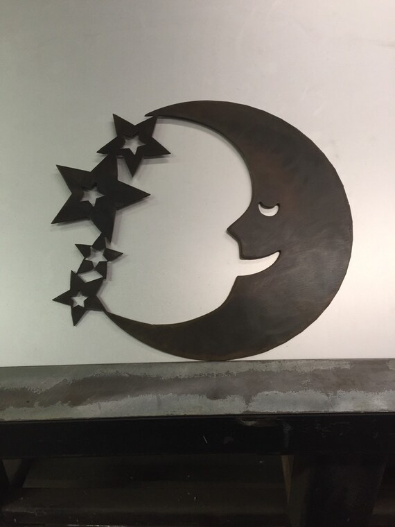 Moon stars metal wall art decor decoration sign patio