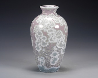 Porcelain Vase - Purple, White - Crystalline Glaze - Hand Made Pottery - FREE SHIPPING - #A-1-4221