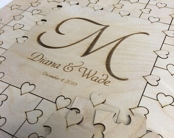 50-300 piece Puzzle Guest Book Wedding Guest Book Large Letter Alternative Guest Book Hearts GuestBook Unique Guestbook Wedding Book Heart