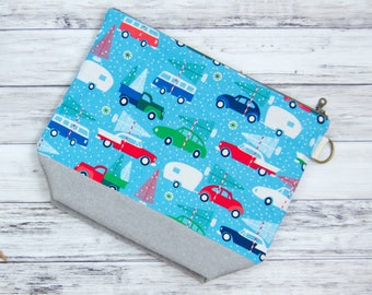 Christmas/Holiday Knitting Project Bag/Crochet Project Bag: Holiday Road Trip Zippered Project Bag (Christmas, Holiday, Knitting, Crochet)
