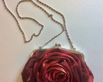 Rosette Evening Clutch with silver chain