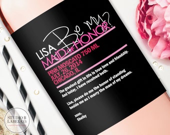 Wine Labels Will You Be My Bridesmaid - Bridesmaid Labels for Wine - Wedding Gift Wine Label - Asking Maid of Honor Label Stickers