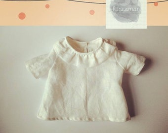 Baby linen blouse, little girl with curly collar