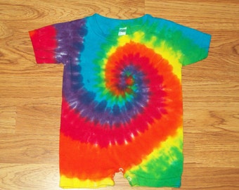 Tie dye Romper, 6m 12m 18m 24m Rainbow, tie dye baby onesie