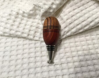 Bottle stopper / Wine stopper made from Redheart and Zebrawood