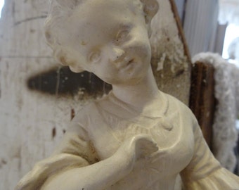 Vintage Shabby Cottage Chic Victorian Girl Statue