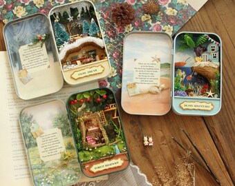 Doll House DIY FREE shipping!!! miniature 3D Dollhouse miniaturas Furniture House Doll For Birthday Gift Toys Box Theatre Trilogy