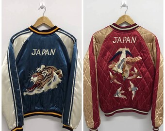 Sukajan veste Vintage Sukajan tigre rugit Eagle Sukajan Japon réversible broderie Souvenirs veste Rare