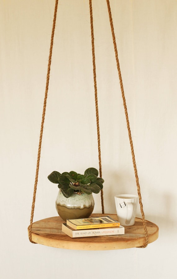 Hanging Side Table made from reclaimed wood Round End
