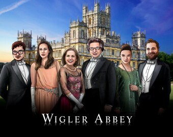DOWNTON ABBEY Custom Portrait, Downton Abbey Illustration, TV, Family & Friends, Grantham, Crawley, Highclere Castle