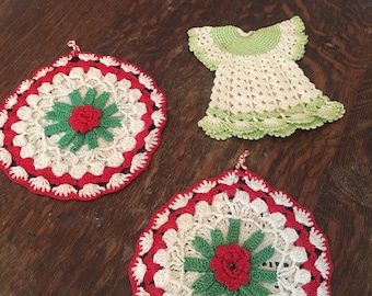 Vintage Crochet Hot Pads set of 3