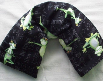 Heat or Cold Therapy Pack - Yoga Frogs - Microwave or Freezer Pack - Yoga Affirmations Rice Bag - Removable Cover