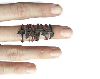 Moldavite ring | Raw moldavite stacking ring | Rare green moldavite raw mineral ring | Raw moldavite jewelry | Raw crystal jewelry |