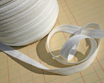 Twill White Cotton Trim Tape - Sewing Bunting Banners Shipping Packaging - 1/2" Wide