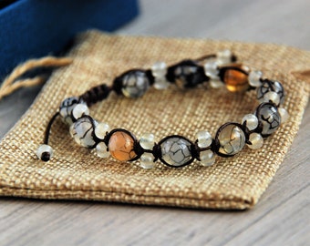 Elixir Beaded Bracelet for Women. Boho Bracelet, Macrame Bracelet, Agate Jewelry, Adjustable Bracelet, Inspirational Womens Gift