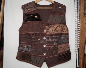 Brown waistcoat, emroidered waistcoat, bohemian waistcoat, festival waistcoat, hungarian folk waistcoat, hippie waistcoat, boho waistcoat