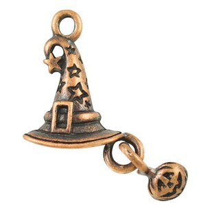 10 Copper Tone Metal Brass Hat Charm Dangles . sorting hat . witch . halloween . moveable chc0020