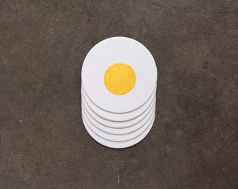 Coaster- Fried Egg, Letterpress Printed