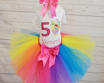 Shopkins birthday outfit,FREE SHIPPING,tutu outfit,birthday girl,Shopkins set,colorful tutu,colorful outfitt,Shopkins birthday tutu set
