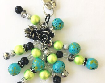 Beautiful Bright Blue and Green Planner Charm - Planner Accessories, Purse Charm, Travelers Notebook Charm, and more