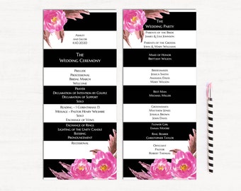 romantic wedding program template unique wedding programs pink