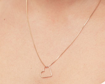 Gold Heart Necklace Sideways Heart Necklace Love Layering Necklace Everyday Delicate Gold Filled Jewelry.