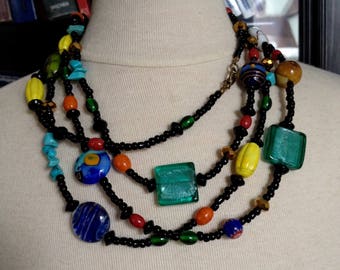 Long necklace multicolor beads