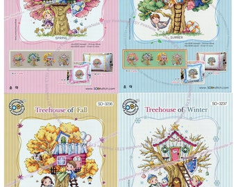 Tree House Four Seasons - Counted Cross stitch Patterns