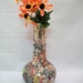 Handmade Decoupage Bottle / Vase, Unique Decoupage Technique, Paper Covered Bottle/ Vase, Home Decorating, Flower Vase, Multi Colored Vase,