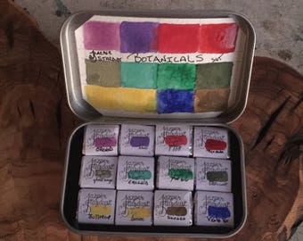 BOTANICAL Set of 12- Artisan Handmade Watercolor paint Set