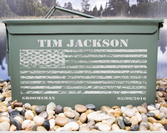 Groomsmen Gift Box, Personalized Gift Box, Ammo Box, Father of the Groom, 50 Cal, Ammo Box for Groomsman, Mens Wedding Gifts, Best Man Gift