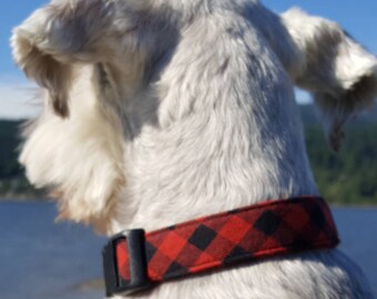 Buffalo Plaid Collar, Boy Dog Collar, Red Dog Collar, Puppy Collar, Male Dog Collar, Tartan Collar, Buffalo Check, Christmas Dog Collar