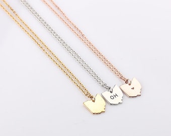 Tiny Ohio Necklace, Gold Ohio Necklace, Silver Ohio Small State Charm, Rose Gold Ohio State Charm State Necklace
