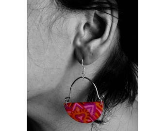 Bohemain earrings made of resin, ink and silver 925