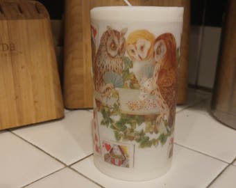 Owls Playing Poker Candle