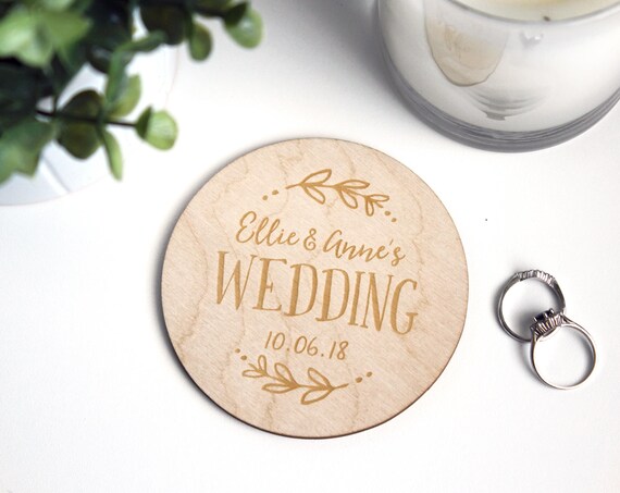 Wedding Wood Coasters! Don't forget the rings!