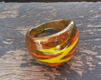 Vintage green glass statement ring