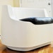 Mid Century Modern Fiberglass Mod Atomic Lounge Chair, White with Black Seat, Space Age