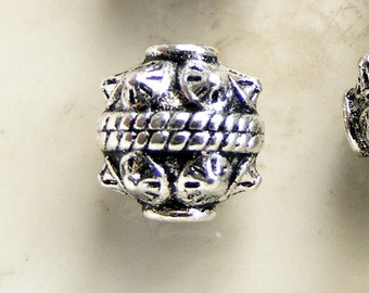 Antique Silver Drum Beads 10x10.5mm (4 pcs) MW-P0932