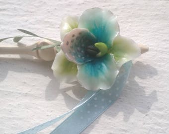The blue Orchid - hair or shawl stick